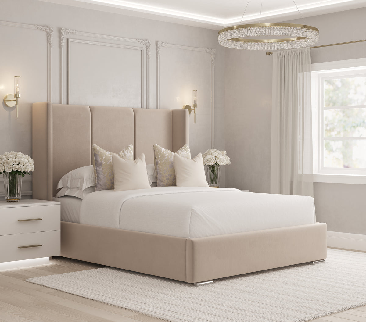 Victoria Wingback Upholstered Bedframe-Mr Slumber
