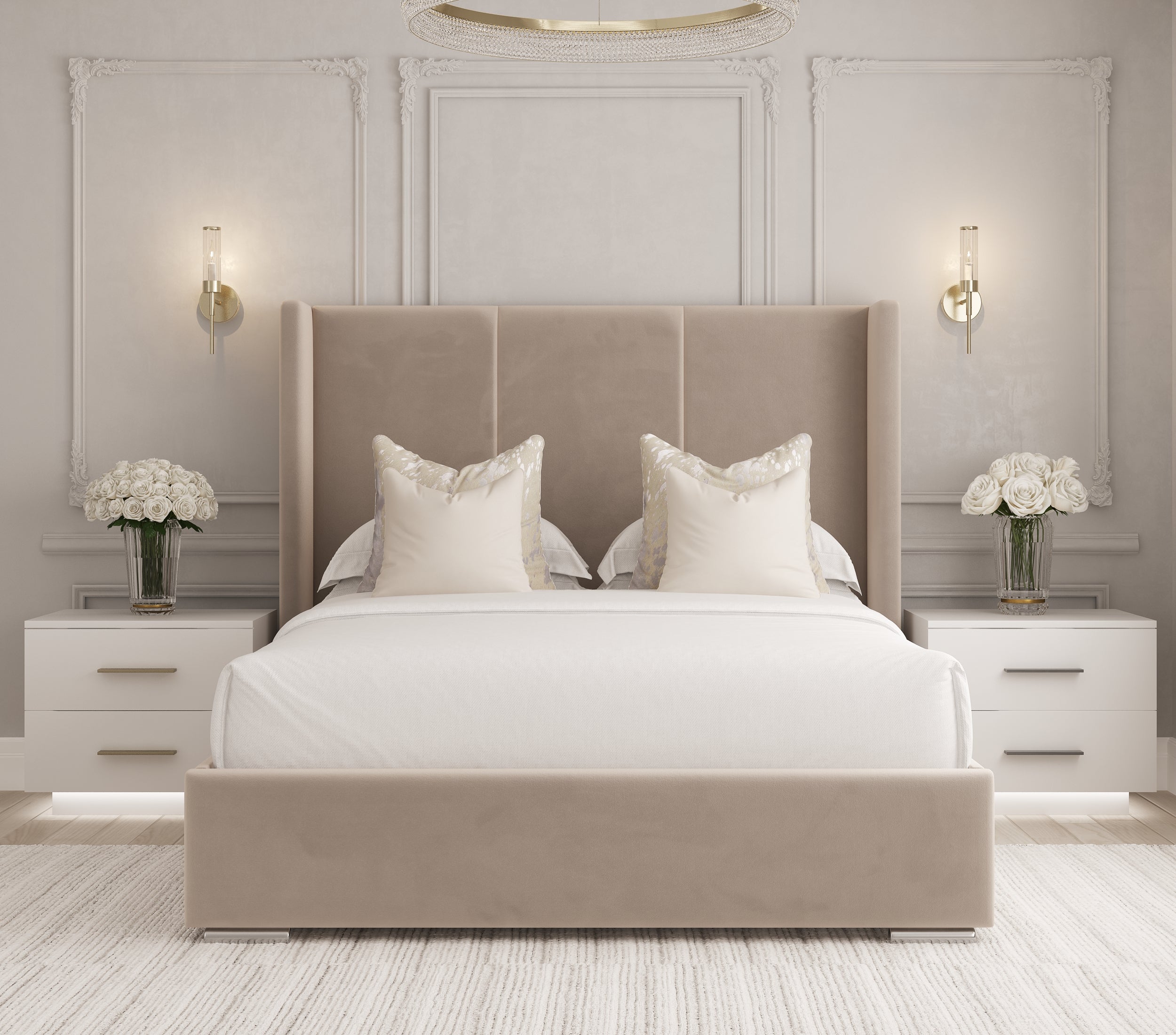 Victoria Wingback Upholstered Bedframe-Mr Slumber