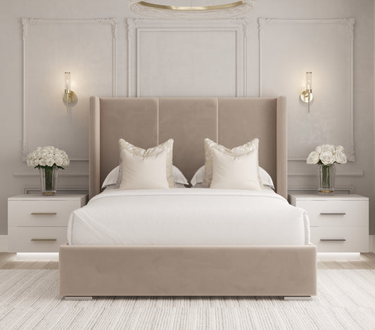 Victoria Wingback Upholstered Bedframe-Mr Slumber