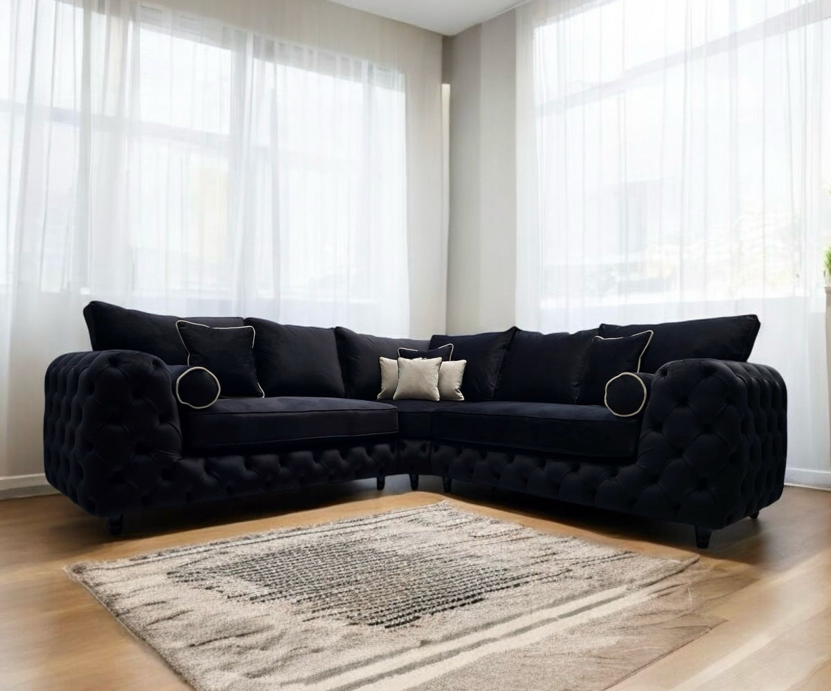 Ashton Chesterfield Corner Fabric Sofa - Fullback & Cushions