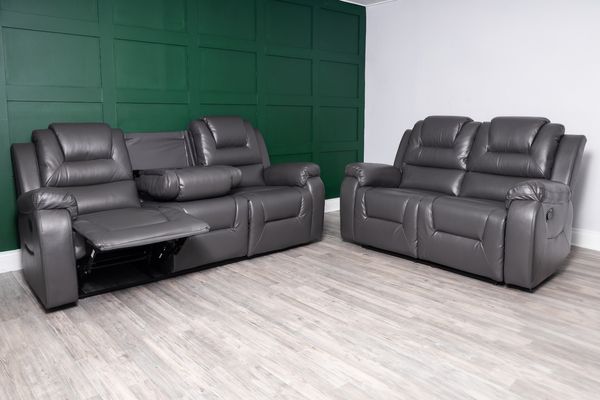Axel Recliner 3+2+1 Dark Grey Leather Suite