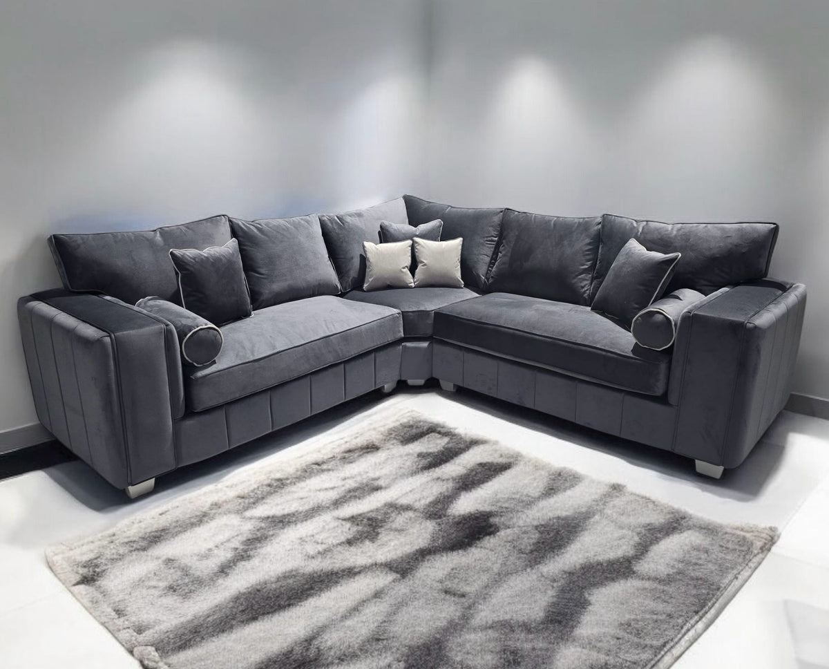 Royal Madrid Corner Fabric Sofa - Fullback & Cushions