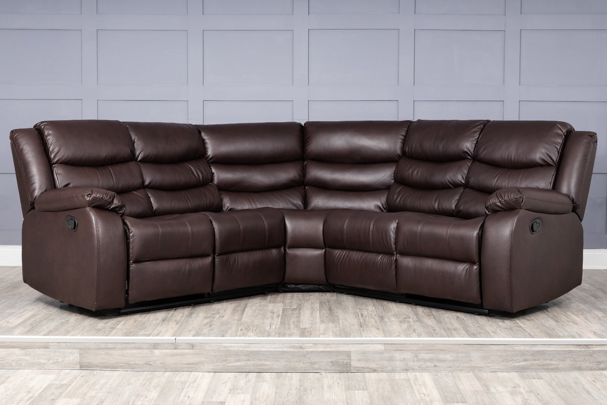 Roma Recliner Corner Brown Leather Sofa