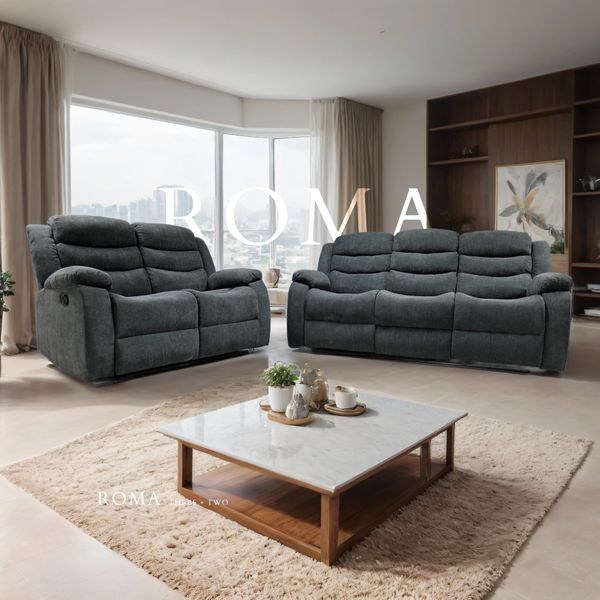 Roma Recliner 3+2+1 Grey Fabric Suite