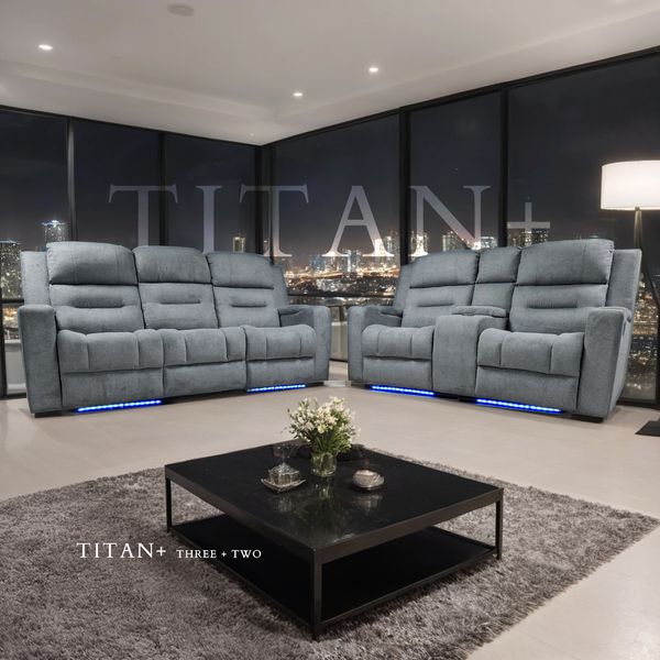 Titan+ 3+2+1 Seater Grey Fabric Electric Recliner Suite