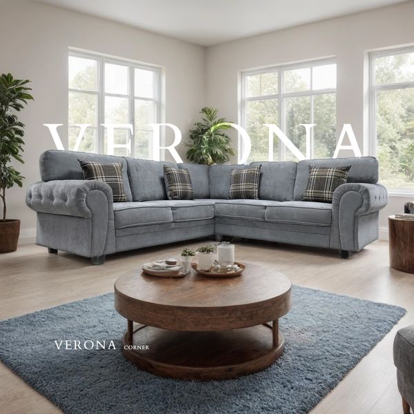 Verona Corner Fullback Grey Fabric Sofa